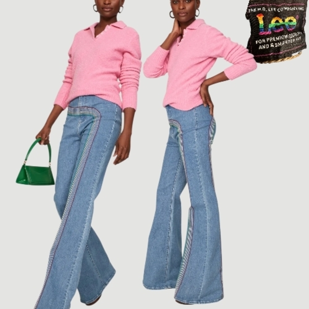 LEE Women's Light Wash High-Rise Rainbow Super Flare Jeans size 30/ US 10 - Picture 4 of 6